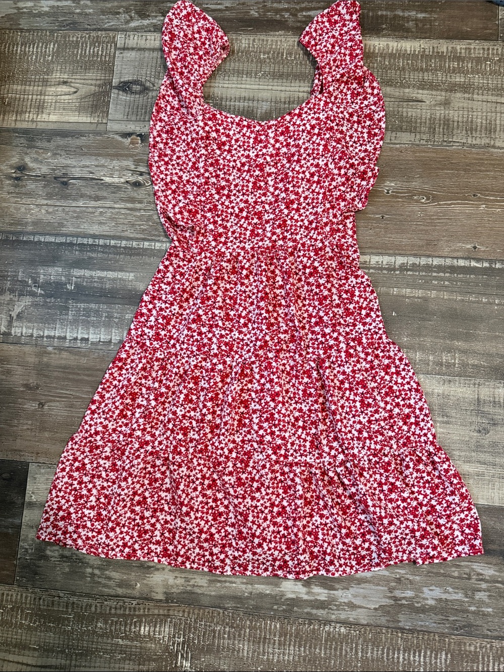 Red Floral Ruffle Sundress
